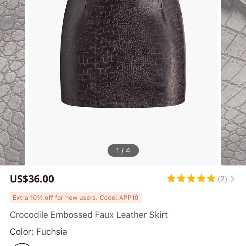 Commense Crocodile Embossed Faux Leather Skirt - Dark Brown